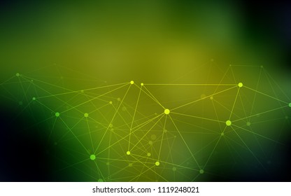 Dark Green, Yellow vector background with bubbles, lines. Illustration with set of colorful abstract circles and lines. Beautiful design for your business advert.