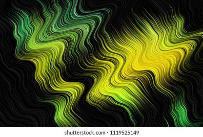 Dark Green, Yellow vector background with abstract lines. Colorful illustration in abstract marble style with gradient. New composition for your brand book.