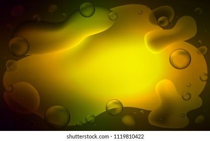 Dark Green, Yellow vector background with abstract circles. Blurred geometric sample with gradient bubbles.  Textured wave pattern for backgrounds.