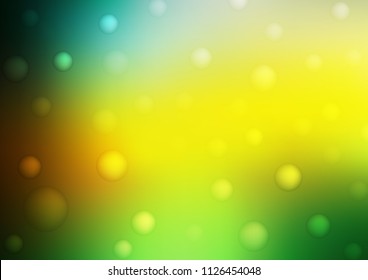 Dark Green, Yellow vector background with bubbles. Modern abstract illustration with colorful water drops. The pattern can be used for beautiful websites.