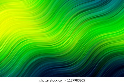 Dark Green, Yellow vector background with bent lines. Creative illustration in halftone marble style with gradient. The elegant pattern for brand book.