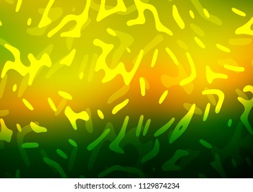 Dark Green, Yellow vector background with bubble shapes. Blurred geometric sample with gradient bubbles.  Marble design for your web site.