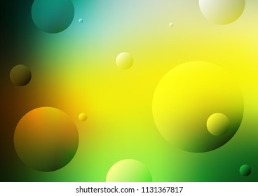 Dark Green, Yellow vector background with bubbles. Blurred bubbles on abstract background with colorful gradient. Completely new template for your brand book.