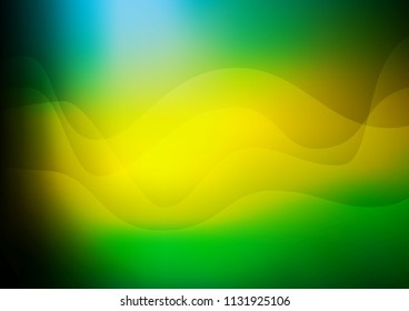 Dark Green, Yellow vector background with bubble shapes. Glitter abstract illustration with wry lines. The best blurred design for your business.