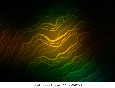 Dark Green, Yellow vector background with bubble shapes. A sample with blurred bubble shapes. Textured wave pattern for backgrounds.