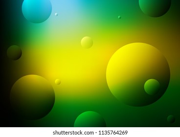 Dark Green, Yellow vector background with dots. Glitter abstract illustration with blurred drops of rain. Beautiful design for your business natural advert.