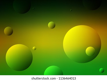 Dark Green, Yellow vector background with dots. Illustration with set of shining colorful abstract circles. Beautiful design for your business natural advert.