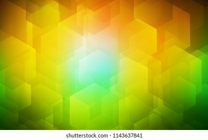 Dark Green, Yellow vector background with hexagons. Colorful hexagons on white backdrop. Pattern for ads, leaflets.