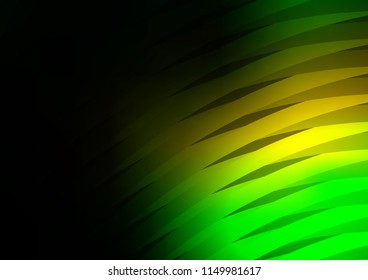 Dark Green, Yellow vector background with straight lines. Glitter abstract illustration with colored sticks. The pattern can be used as ads, poster, banner for commercial.