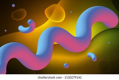 Dark Green, Yellow vector background with bubble shapes. Geometric illustration in memphis style with gradient.  Memphis design for your web site.