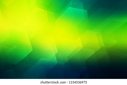Dark Green, Yellow vector background with hexagons. Glitter abstract illustration in hexagonal style. Pattern can be used for landing pages.
