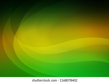 Dark Green, Yellow vector background with bent ribbons. A vague circumflex abstract illustration with gradient. Marble design for your web site.