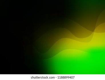 Dark Green, Yellow vector background with bent ribbons. Glitter abstract illustration with wry lines. A new texture for your  ad, booklets, leaflets.