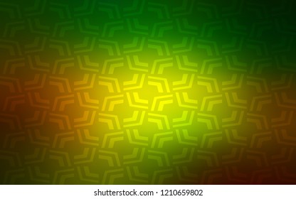 Dark Green, Yellow vector background with lava shapes. Shining illustration, which consist of blurred lines, circles. The template for cell phone backgrounds.