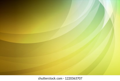 Dark Green, Yellow vector background with bent lines. Geometric illustration in marble style with gradient.  A new texture for your  ad, booklets, leaflets.