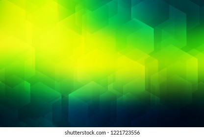 Dark Green, Yellow vector background with hexagons. Colorful hexagons on white backdrop. Pattern can for your ad, booklets.