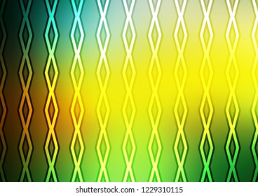 Dark Green, Yellow vector background with lines, rhombuses. Shining colorful illustration with lines, rectangles. Pattern for ads, posters, banners.