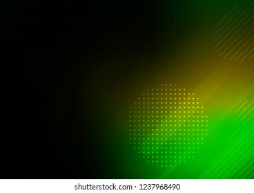 Dark Green, Yellow vector background with straight lines and dots. Decorative shining illustration with lines, dots on abstract template. Smart design for your business advert.