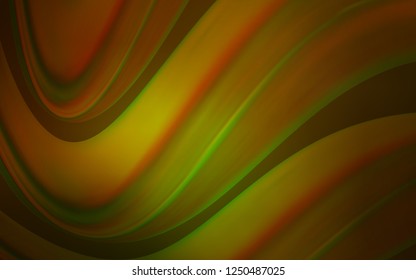 Dark Green, Yellow vector background with curved circles. Modern gradient abstract illustration with bandy lines. A completely new template for your business design.