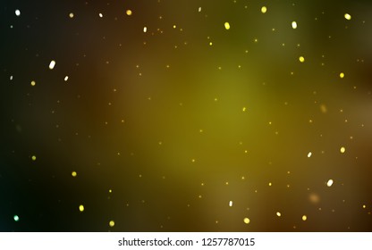 Dark Green, Yellow vector background with beautiful snowflakes. Shining colorful illustration with snow in christmas style. Pattern for new year websites.