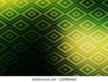 Dark Green, Yellow vector background with lines, rhombuses. Modern geometric abstract illustration with lines, squares. Pattern for ads, posters, banners.