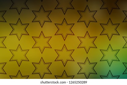 Dark Green, Yellow vector background with colored stars. Glitter abstract illustration with colored stars. Template for sell phone backgrounds.