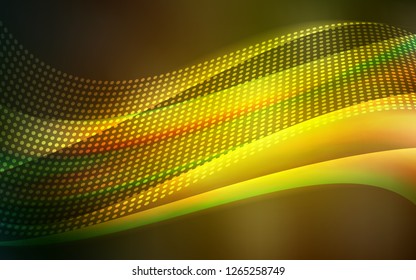 Dark Green, Yellow vector background with bubbles, lines. Glitter abstract illustration with connection of triangle structure. Template for business cards, websites.