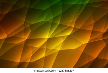 Dark Green, Yellow vector background with polygonal style. Decorative design in abstract style with triangles. Pattern for websites.