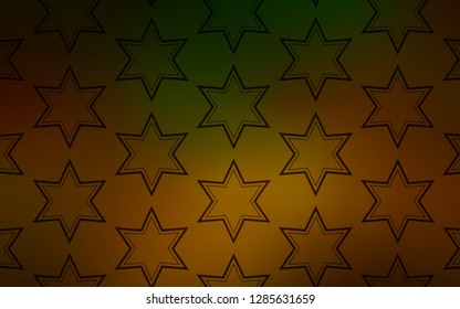 Dark Green, Yellow vector background with colored stars. Shining colored illustration with stars. Best design for your ad, poster, banner.