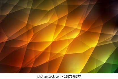 Dark Green, Yellow vector background with polygonal style. Illustration with set of colorful triangles. Modern template for landing page.