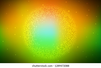 Dark Green, Yellow vector background with galaxy stars. Glitter abstract illustration with colorful cosmic stars. Pattern for astronomy websites.