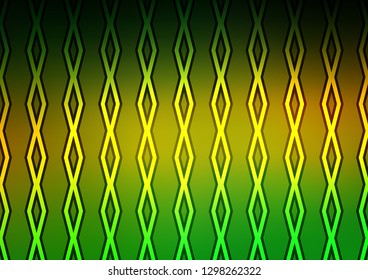 Dark Green, Yellow vector background with lines, rhombuses. Colorful illustration with lines, cubes on abstract template. Backdrop for TV commercials.