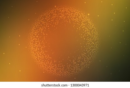 Dark Green, Yellow vector background with astronomical stars. Space stars on blurred abstract background with gradient. Best design for your ad, poster, banner.