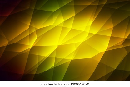 Dark Green, Yellow vector background with triangles. Triangles on abstract background with colorful gradient. Pattern for booklets, leaflets