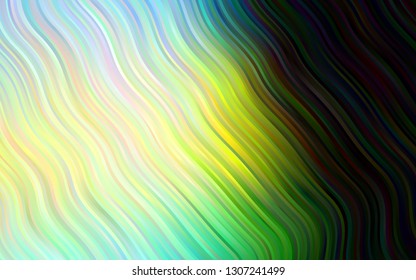 Dark Green, Yellow vector background with bent ribbons. A completely new color illustration in marble style. The best blurred design for your business.