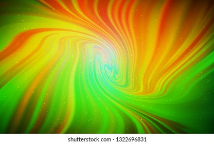 Dark Green, Yellow vector background with astronomical stars. Space stars on blurred abstract background with gradient. Pattern for astronomy websites.