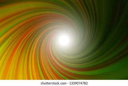 Dark Green, Yellow vector background with astronomical stars. Glitter abstract illustration with colorful cosmic stars. Template for cosmic backgrounds.