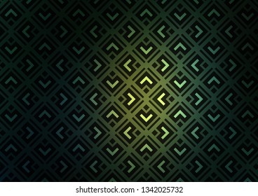 Dark Green, Yellow vector background with lines, rhombuses. Colorful lines, squares on abstract background with gradient. Best design for your ad, poster, banner.