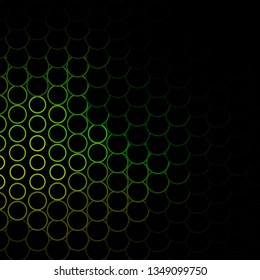 Dark Green, Yellow vector background with circles. Illustration with set of shining colorful abstract spheres. Pattern for wallpapers, curtains.