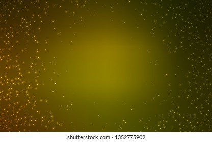 Dark Green, Yellow vector background with galaxy stars. Shining illustration with sky stars on abstract template. Pattern for futuristic ad, booklets.