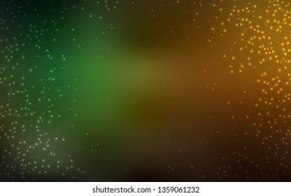 Dark Green, Yellow vector background with galaxy stars. Blurred decorative design in simple style with galaxy stars. Pattern for futuristic ad, booklets.