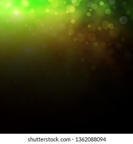 Dark Green, Yellow vector background with circles. Illustration with set of shining colorful abstract spheres. Pattern for booklets, leaflets.