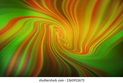 Dark Green, Yellow vector background with astronomical stars. Blurred decorative design in simple style with galaxy stars. Template for cosmic backgrounds.