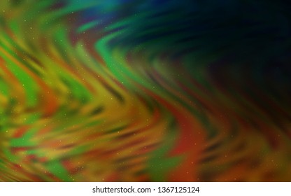 Dark Green, Yellow vector background with astronomical stars. Blurred decorative design in simple style with galaxy stars. Best design for your ad, poster, banner.