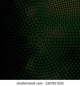 Dark Green, Yellow vector background with circles. Abstract decorative design in gradient style with bubbles. Design for posters, banners.