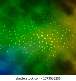 Dark Green, Yellow vector background with small and big stars. Modern geometric abstract illustration with stars. Theme for cell phones.