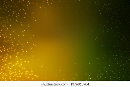 Dark Green, Yellow vector background with galaxy stars. Shining colored illustration with bright astronomical stars. Best design for your ad, poster, banner.