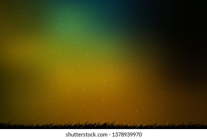 Dark Green, Yellow vector background with galaxy stars. Blurred decorative design in simple style with galaxy stars. Template for cosmic backgrounds.