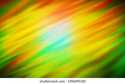 Dark Green, Yellow vector background with galaxy stars. Shining colored illustration with bright astronomical stars. Template for cosmic backgrounds.