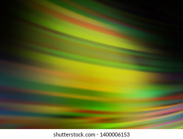 Dark Green, Yellow vector background with abstract lines. Shining illustration, which consist of blurred lines, circles. Marble design for your web site.